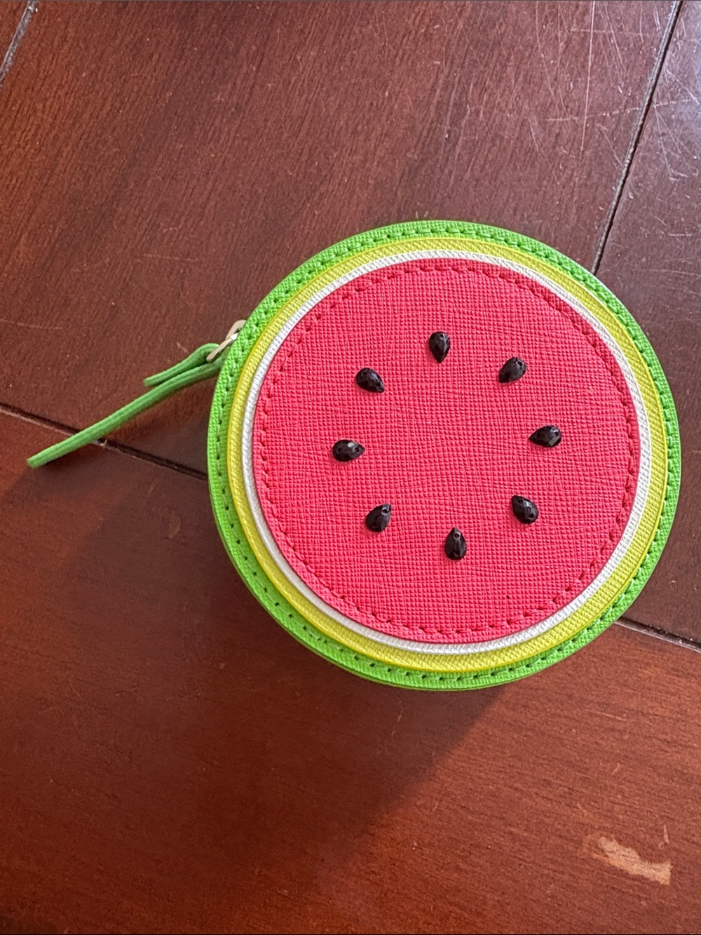 Kate Spade NWOT Watermelon zippy Coin Purse w black jewels for seeds.